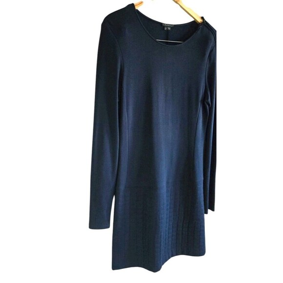 Theory Quilted Dress Women’s Large Navy Quiet Luxury Knee Length Shoulder Zip - Picture 2 of 8